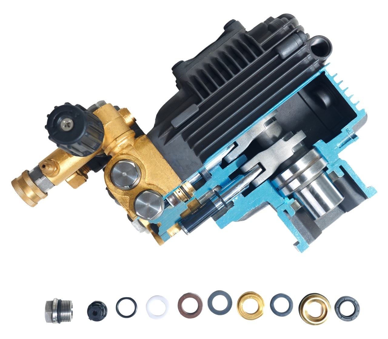 Triplex pump cross section